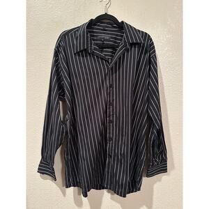 Kenneth Cole New York Black and White Stripe Dress Shirt Sz 18 (34-35)